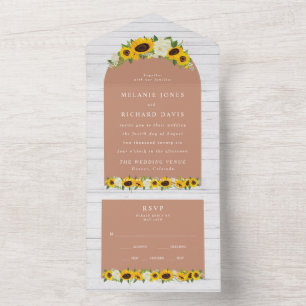 Sunflower Boho Farmhouse Wedding All In One Invitation