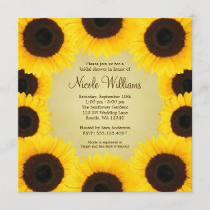Sunflower Border Bridal Shower Invitation