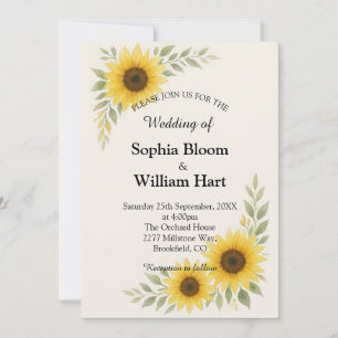 Sunflower Border Wedding Invitation