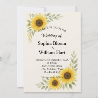 Sunflower Border Wedding Invitation