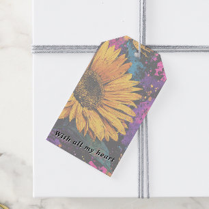 Sunflower Botanical Acrylic Painted Floral Gift Tags