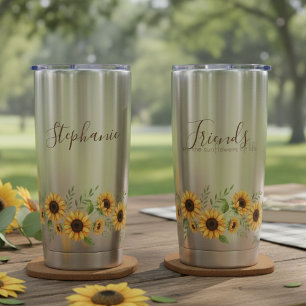 Sunflower Botanical Best Friend Birthday Gift Insulated Tumbler
