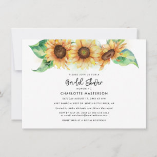 Sunflower Botanical Floral Greenery Bridal Shower Invitation