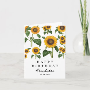 Sunflower Botanical Foliage Birthday Card