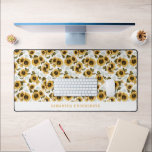 Sunflower Botanical Pattern Desk Mat<br><div class="desc">Rustic and whimsical sunflower pattern desk mat with your name. Illustrated with watercolor.</div>