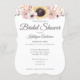 Sunflower Bouquet Bridal Shower Invitations