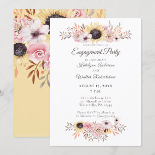 Sunflower Bouquet Engagement Party Invitation