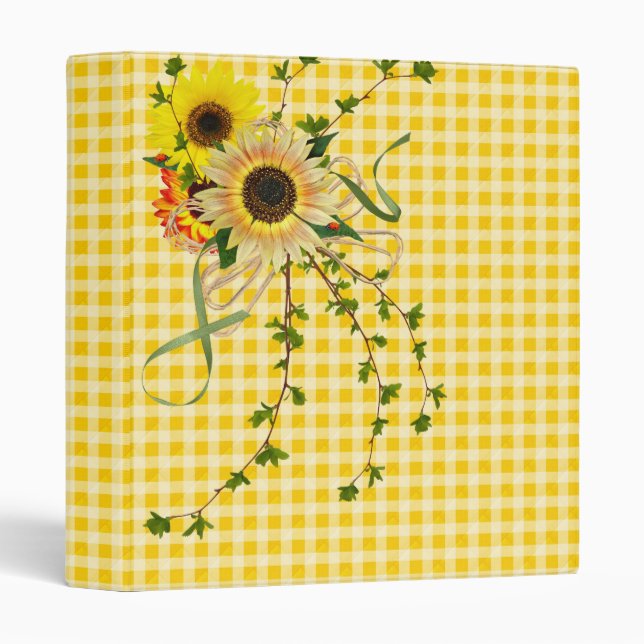 Sunflower Bouquet on Gingham Binder (Front/Spine)
