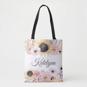 Sunflower Bouquet Personalized Tote Bag
