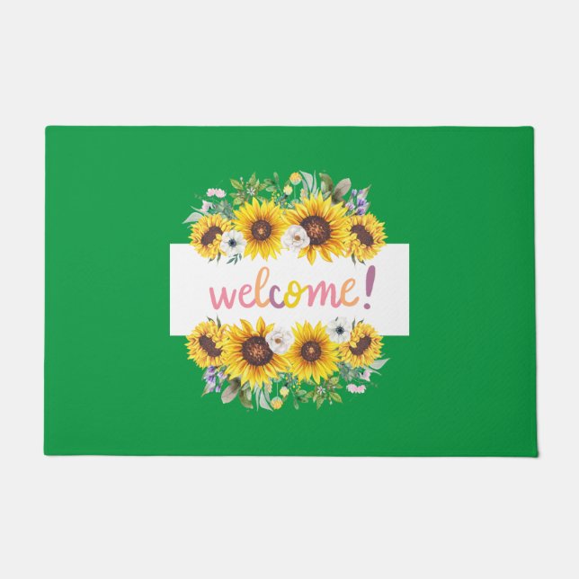 Sunflower Bouquet Welcome Doormat (Front)
