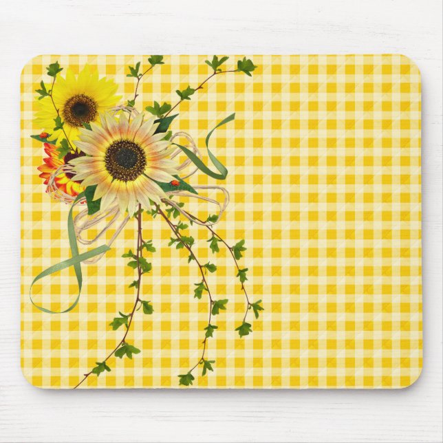 sunflower bouquet with lady bug mouse pad (Front)