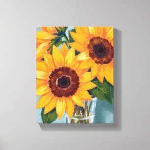 Sunflower Bouquet   Yellow Watercolor Floral Canvas Print
