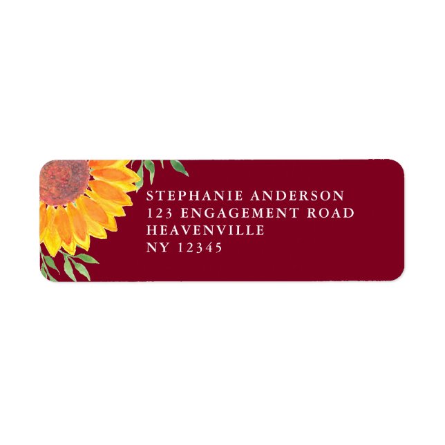 Sunflower Bourgogne Mariage Retour Adresse (Devant)