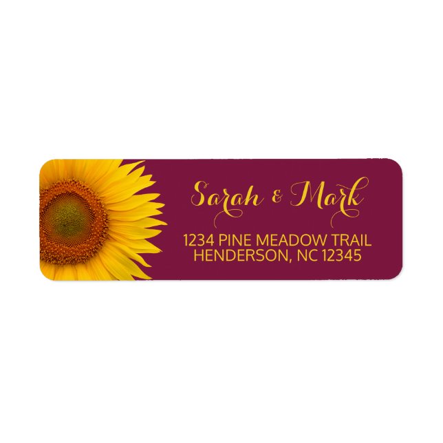 Sunflower Bourgogne Mariage Retour Adresse (Devant)