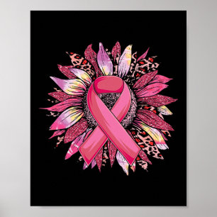 Sunflower Breast Cancer Awareness Leopard Sunflowe Poster