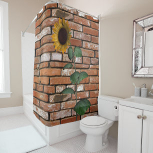 Sunflower Brick Shower Curtain