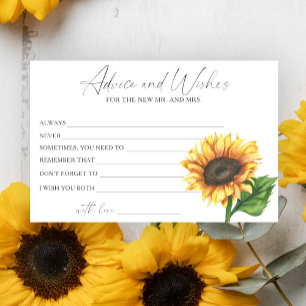 Sunflower Bridal Shower Advice and Wishes Stationery