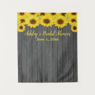 Sunflower Bridal Shower Backdrop Wood Photo Booth Tapestry