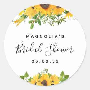 Sunflower Bridal Shower Classic Round Sticker