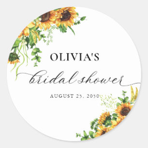Sunflower Bridal Shower Classic Round Sticker
