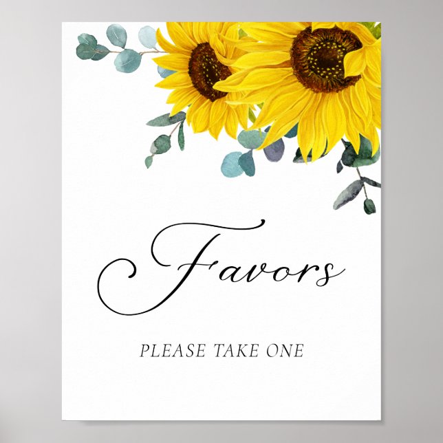 Sunflower Bridal Shower Favors Party Sign  (Front)