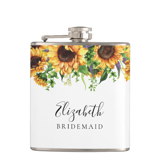 Sunflower Bridal Shower Flask (Front)