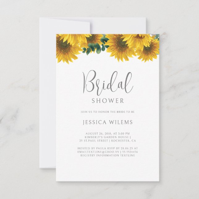 Sunflower Bridal Shower Invitation (Front)