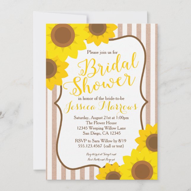 Sunflower Bridal Shower Invitation (Front)