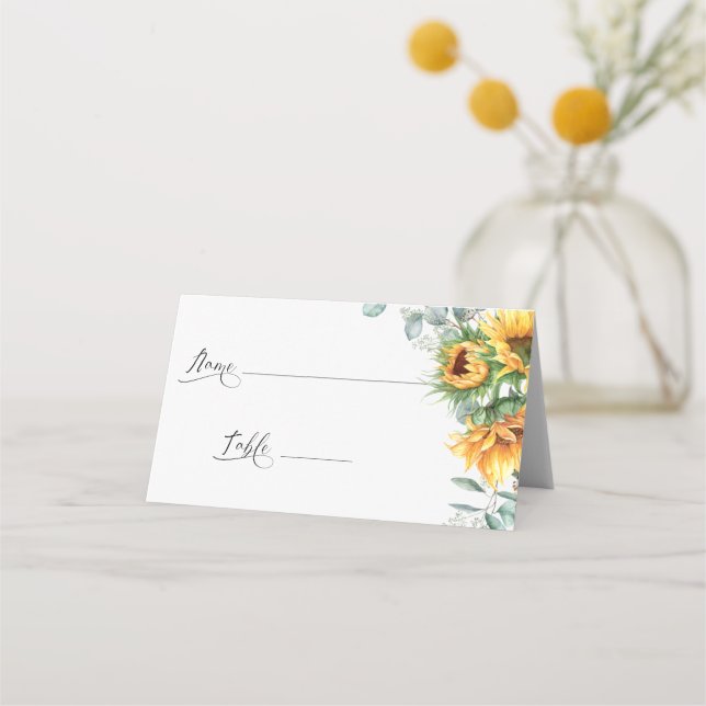 Sunflower Bridal Shower Place Card (Front)