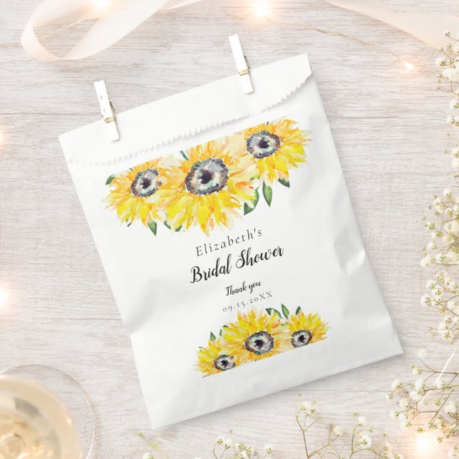 Sunflower Bridal Shower Rustic Floral  Favour Bag (Clipped)