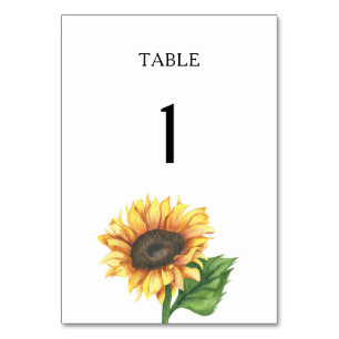Sunflower bridal shower Wedding table number