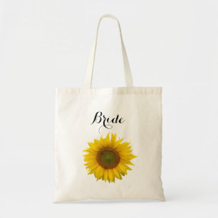 Sunflower Bride Floral Wedding Party Tote Bag