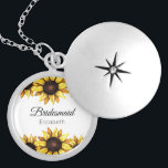 Sunflower Bridesmaid Yellow White Floral  Locket Necklace<br><div class="desc">Floral Sunflower Bridesmaid Locket Necklace with Watercolor Sunflowers for Wedding,  Bridal Party,  Bridal Shower,  Bachelorette Party.</div>