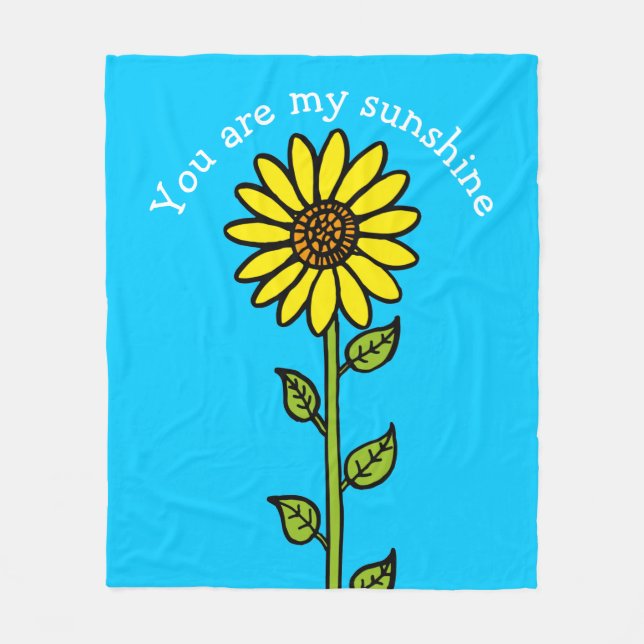 Sunflower Bright Colourful Fun Personalized Fleece Blanket (Front)