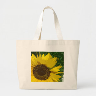 Sunflower Bright Yellow Artistic Floral Flower Large Tote Bag