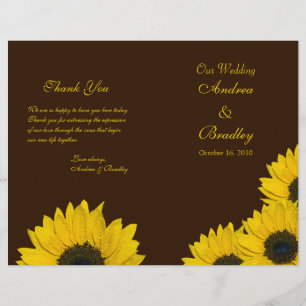 Sunflower Brown Programme de mariage jaune