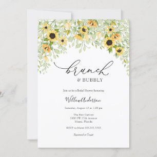 Sunflower Brunch and Bubbly Bridal Shower Invitation
