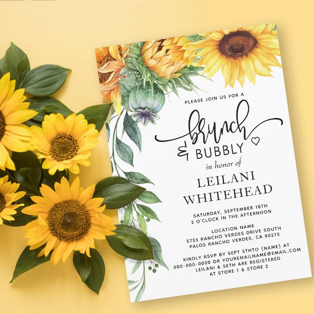 Sunflower Brunch and Bubbly Bridal Shower Invitation (Creator Uploaded)