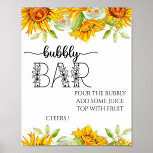 Sunflower bubbly bar bridal shower sign