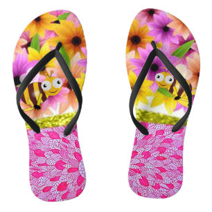 Sunflower Bumblebee Flip Flops