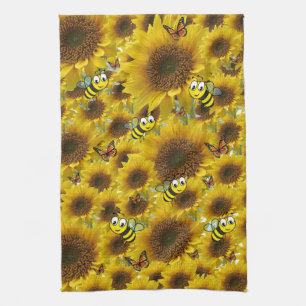 Sunflower Bumblebee Kitchen Towel