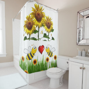 Sunflower Bumblebee Shower Curtain