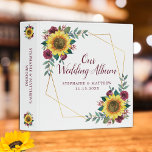 Sunflower Burgundy Floral Wedding Photo Album Binder<br><div class="desc">This binder has been designed for wedding photos. It features a watercolor floral geometric design with sunflowers,  burgundy roses and flowers and foliage with faux gold. Personalize the names and date on the front and the text on the spine. Other matching products are also available.</div>