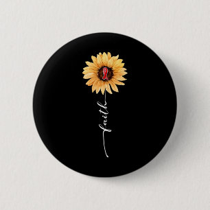 Sunflower Burgundy Ribbon Brain Aneurysm Awareness 2 Inch Round Button
