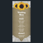 Sunflower Burlap and Lace Wedding Menu Cards<br><div class="desc">Sunflower Burlap and Lace Wedding Menu Cards - feature a printed country rustic burlap and lace background with sunflowers.</div>