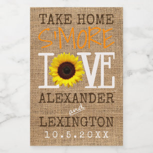 Sunflower Burlap Fall Take Home S'More Love Weddin Food Label