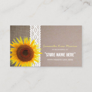 Sunflower Burlap & Lace Baby Shower Gift Registry Enclosure Card