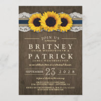 Sunflower Burlap Lace Rehearsal Dinner Invitations