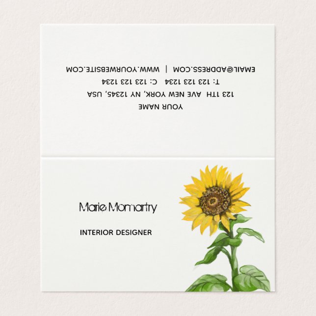 Sunflower Business Card (Outside Unfolded)