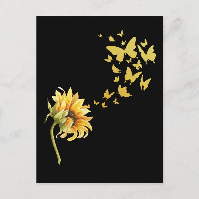 Sunflower Butterflies Positivity Butterfly Postcard (Front)